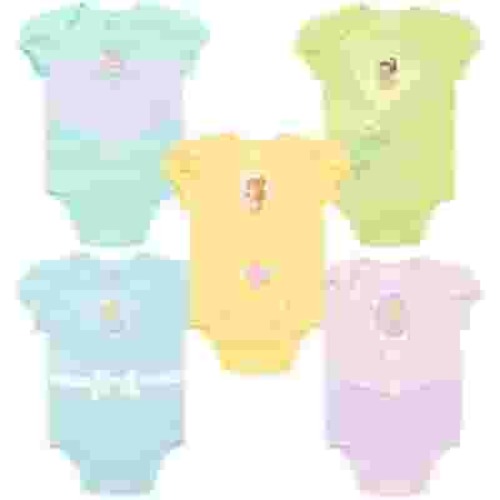 Disney Princess Rapunzel Belle Tiana Infant Baby Girls 5 Pack Bodysuits Newborn to Infant