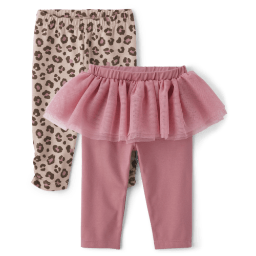 Baby Girls Leopard Tutu Leggings 2-Pack - Pink