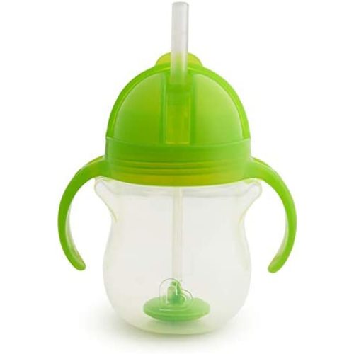 Munchkin Any Angle Weighted Straw Trainer Cup with Click Lock Lid, 7 Ounce, Green