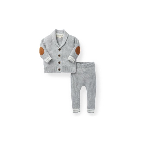Baby Organic Cotton Cardigan and Sweater Legging Set, 0-3M