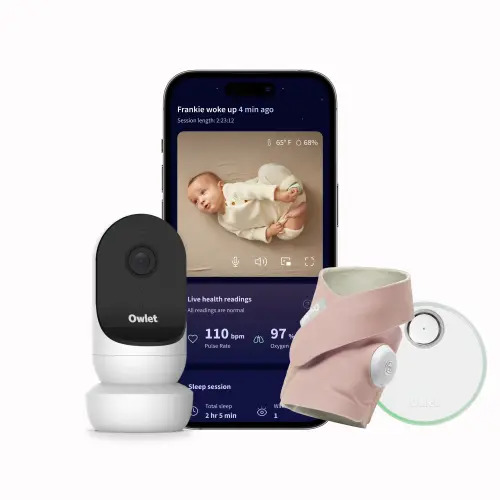 Owlet&reg; Dream Duo 2 Smart Baby Monitor: FDA-Cleared Dream Sock&reg; plus Cam 2 HD WiFi Video  - Dusty Rose