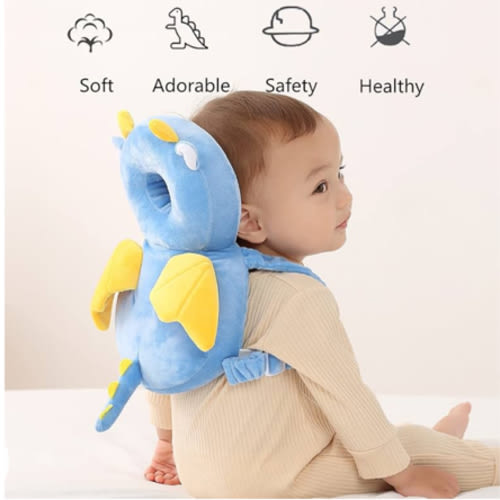 Toddler Baby Head Protection Cushion Backpack Wear,Green Frog