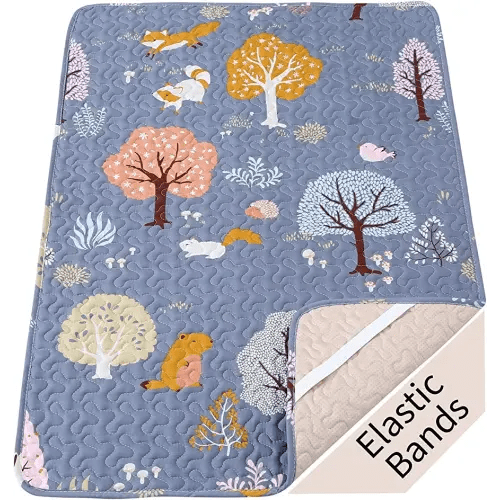 Padded Pack and Play Fitted Sheet Breathable Thick Crib Sheets, Quilted 38x26” Baby Mattress Sheet Protector, Soft Portable Mini Crib Sheet for Baby Boys and Girls
