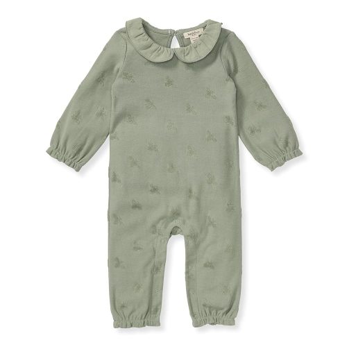 Burt's Bees Baby Baby Girls Long Sleeve Jumpsuit, 100% Organic Cotton, One-piece Coverall Outfit With Collar