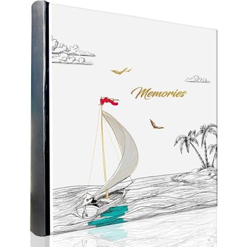 Holoary Photo Album 4x6 200 Photos Two Pictures Per Page, Memo Writing Area for Each Pocket, 200 Pockets 4”x6”, Printed Book Cover Travel Design Natural Beach Vacation Honeymoon Memories