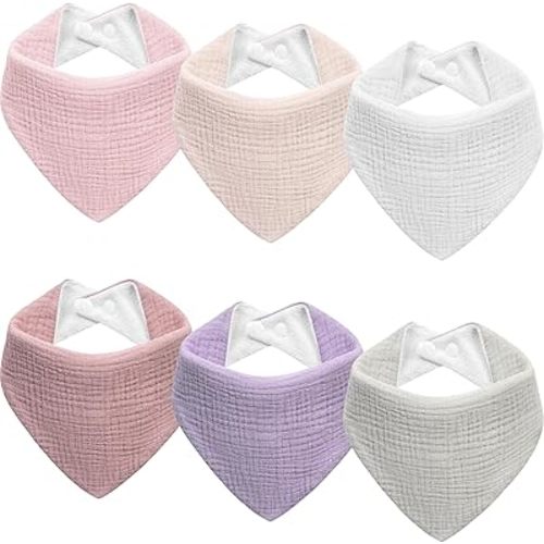 Muslin Baby Bibs 6-Pack Baby Drool Bandana Bibs for Baby Girls Boys Infant Newborn Toddler Drooling and Teething