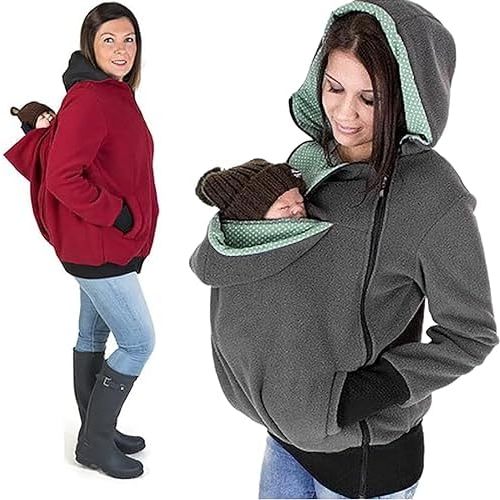 Womens Kangaroo Jacket for Mom and Baby Maternity Hoodies Sweatshirts for Pregnant Women 2024 Winter Warm Clothes