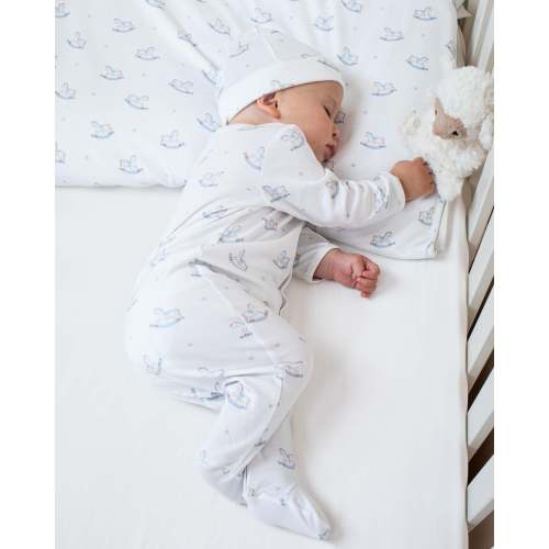 Pima Blue Rocking Horses Stretchie FLEURISSE