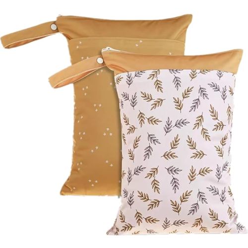 Wet Dry Bags with Two Zippered Pockets and Handle, Reusable Storage Bag for Breast Pump Parts & Baby Items, Waterproof Diaper Bags, Yoga Gym Bag for Swimsuits or Wet Clothes-2pcs, 11.8*15.75"