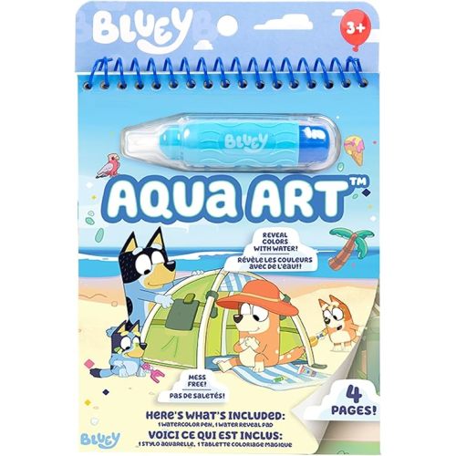 Horizon Group USA Bluey Aqua Art - Reusable Water Reveal Activity Pages With Water Pen for No-Mess Drawing and Coloring