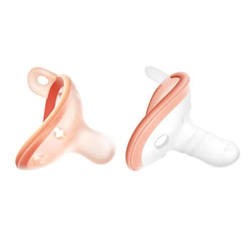 Baby Pacifiers 0-6 Month, Soft Silicone Newborn Pacifiers with Large Air Holes, BPA Free, Set of 2 in Thumb & Nipple Shape