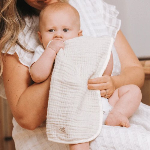 Little Fishies Gauze Burping Cloth Bundle - 3 Pack - Seafoam / Peach Fuzz / Natural | Sand Cloud