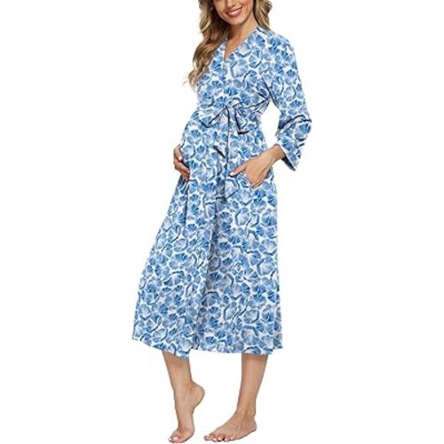 Xpenyo Women's Maternity Sleepwear,Labor/Delivery/Nursing/Hospital Nightgown Kimono Robes Long Pregnancy Loungewear