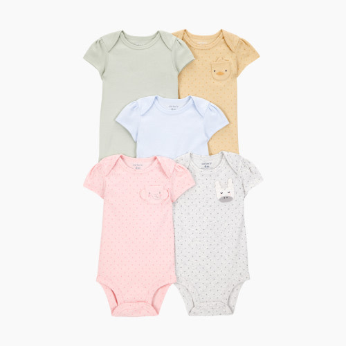 Carter's 5-Pack Short-Sleeve Cotton Bodysuits - Animal, 3 M
