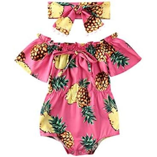 Kuriozud Baby Girl Off Shoulder Ruffle Romper Bodysuit One Piece Jumpsuit Clothes