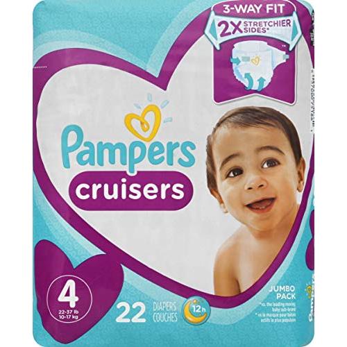 PAMPERS Cruisers Stage 4 Disposable Diapers Large BOY OR Girl Adhesive TABS 22 CT - 0037000751861