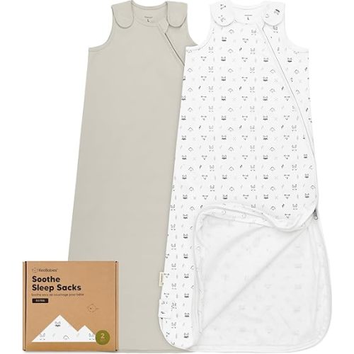 2-Pack Organic Baby Sleep Sacks, 100% Cotton - Soft & Breathable 0.5TOG Baby Wearable Blanket, Toddler Sleeping Sack 18-24 Months, Easy to Wear Transitional Swaddles for Newborns, Infants (Nordic, L)