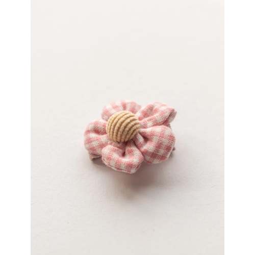 Gingham Flower Hair Clip in Pink
