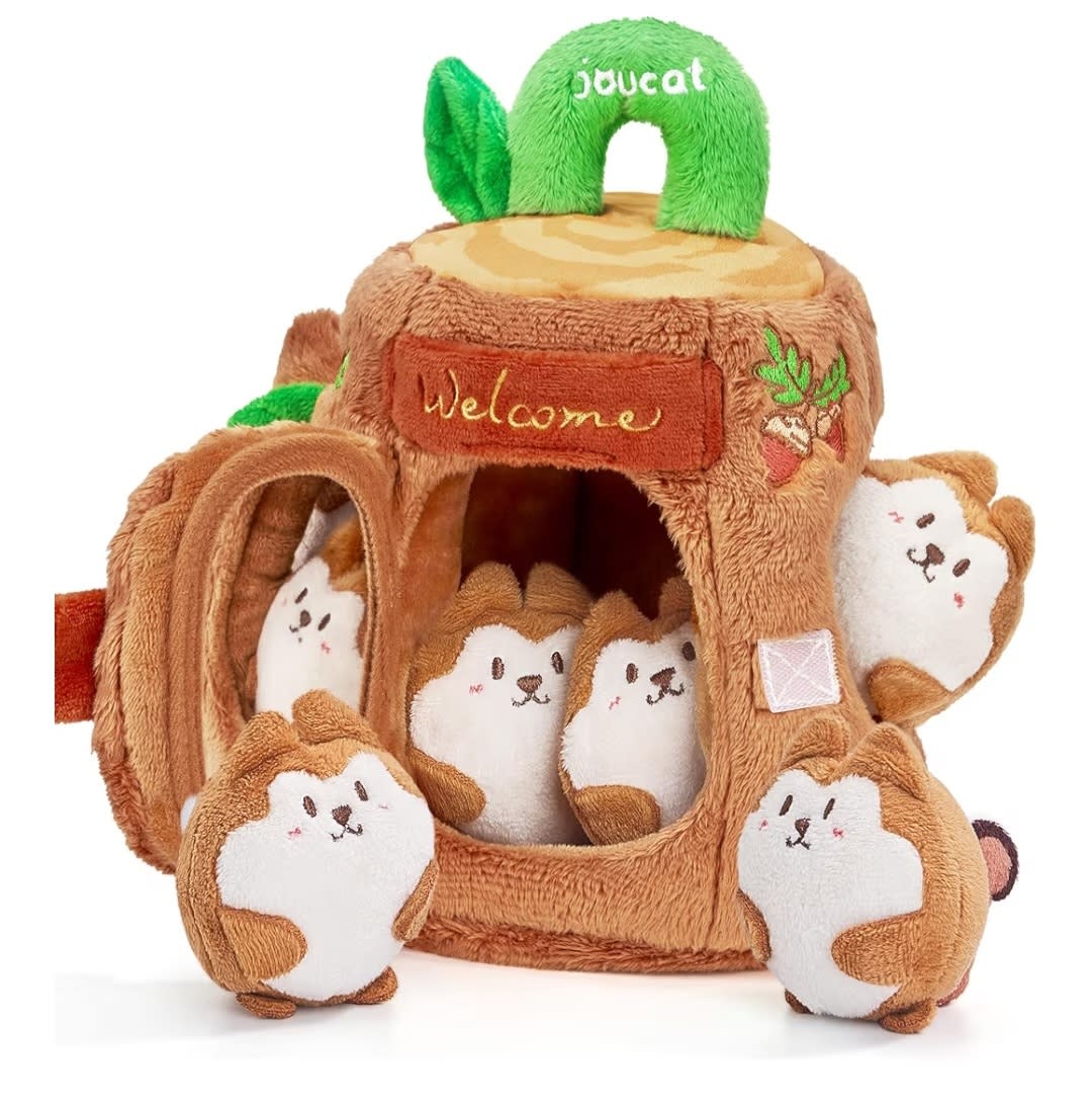 JoyCat Baby Toys 6-12 Months - Soft Baby Treehouse with 5 Sensory Squirrels - Rattle, Crinkle Paper, Squeaker, Mirror, Busy Montessori Soft Toys for Toddlers 0-3 Years Old - Easter Basket Stuffers