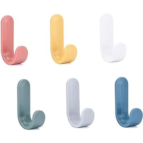 Adhesive Hooks Utility Wall Key for Decorative Holder Rack Self Towels, Hats, Shower, Kitchen, Living Room, Office(6 Pcs)