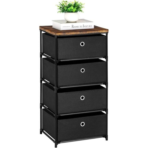 HAITRAL Fabric Storage Chest, Drawer Clothes Organizer - 4 Drawers Storage Organizer Unit for Closet, Easy Assembly Closet Dresser for Dorm, Bedroom, Hallway, Storage Bins (Black)