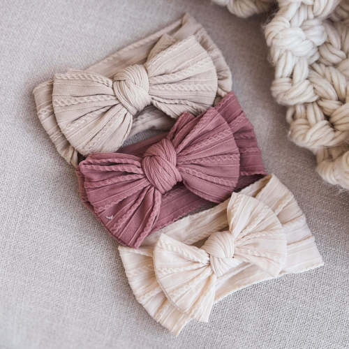 Large Soft Cable Knit Bow