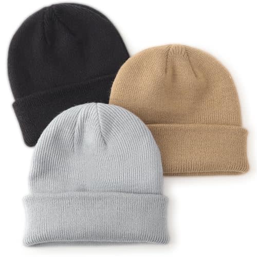 DRESHOW BQUBO 3 Pack Baby Beanies Toddler Kids Winter Hats Soft Knit Hat for Baby Boys Girls Warm Cap Beanies