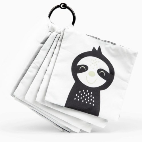 Set of 5 Hanging Baby Crinkle Paper Tissues w/ Ring - High Contrast Modern Gender Neutral Newborn Baby Sensory Toys - High Contrast Baby Toy