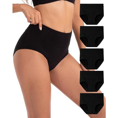 INNERSY Women's Underwear Cotton Soft Underwear High Waisted Breathable Briefs 5 Pack