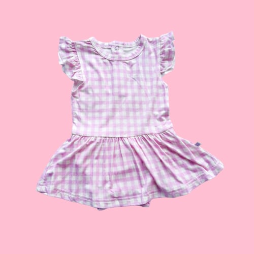 Light Pink Gingham Skirted Onesie (FINAL SALE)