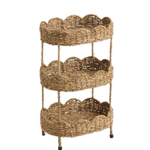 Daisy Oval Seagrass Scalloped 3 Tier Storage Tower - World Market