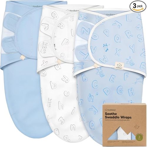 3-Pack Organic Baby Swaddle Sleep Sacks - Swaddles for Newborns, Infant 3-6 Months, Baby Girls, Boys, Soft & Snug Newborn Sleep Sack, Nursery Swaddling Blankets (ABC Land Cloud, Large)