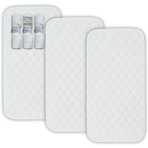 Quilted Waterproof Changing Pad Liners | Cotton, Ultra Soft, Absorbent, Longer & Machine Washable | 3-Pack 14"x 27.5" | Reusable Changing Mats Protector - White