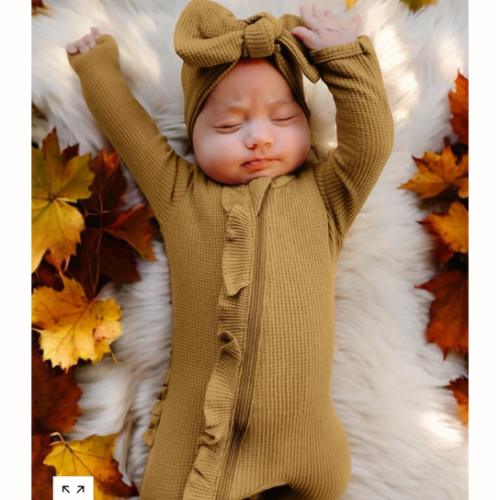 Organic Waffle Ruffle Zip Footie, Honey – SpearmintLOVE