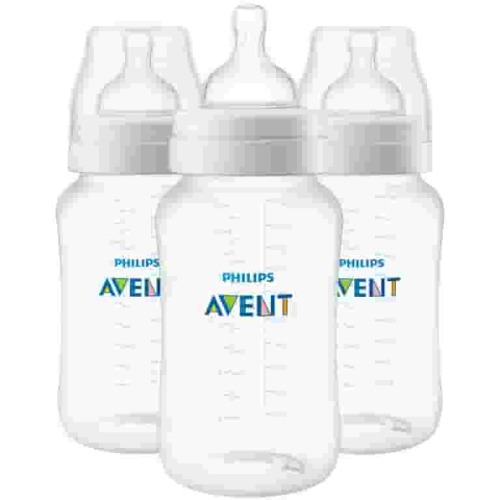 Philips Avent Anti-colic Baby Bottles, 1m+, 11 oz, Clear, 3 Pack, SCY106/03