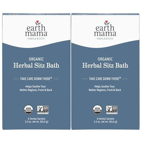 Earth Mama Organic Herbal Sitz Bath | Pregnancy & Postpartum Care, Soothing Sitz Bath for Hemorrhoids Recovery with Witch Hazel, & Calendula (6-Count, 2-Pack)