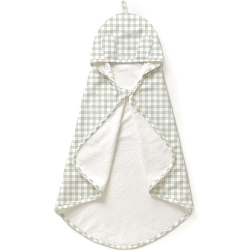 MakeMake Organics Organic Cotton Hooded Towel Baby Toddler GOTS Certified Organic Cotton Beach Poncho Towel Large Absorbent Non Toxic Neutral (Weaves, Diagonally 35"x35")