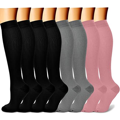 CHARMKING Compression Socks for Women & Men Circulation (8 Pairs) 15-20 mmHg is Best Support for Athletic Running,Hiking