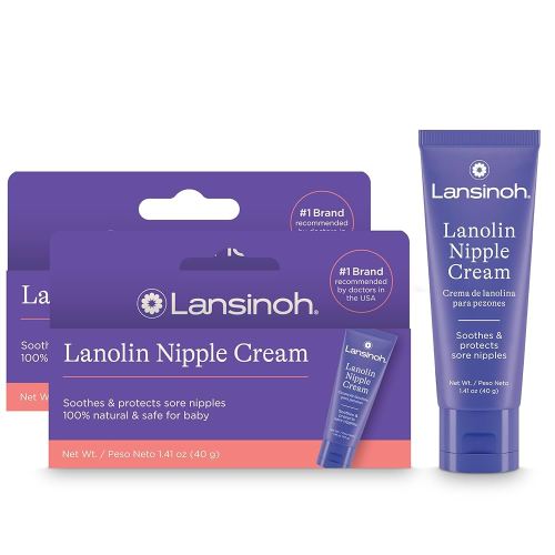 Lansinoh Lanolin Nipple Cream Safe for Breastfeeding Baby, 100% Natural Nipple Butter for Mom, Breastfeeding Essentials, 1.41 Ounces (2 Pack)