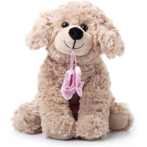 The Petting Zoo Ballerina Scruffy Dog Stuffed Animal, Gifts for Kids, Caramel Brown Dog Plush Toy 10 Inches