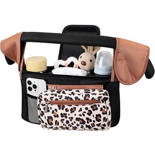 Accmor Universal Stroller Organizer with Insulated Cup Holder Detachable Phone Bag and Shoulder Strap,Stroller Bag Caddy Organizer Fits for Uppababy, Baby Jogger, Britax Strollers