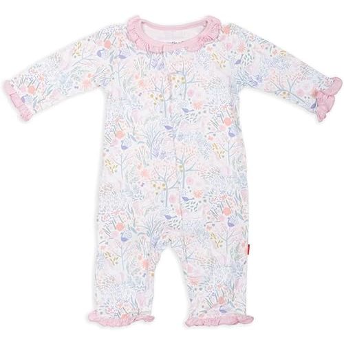 Magnetic Me Classic Magnetic Coveralls | Silky Soft Modal Fabric | Pixie Pink Ruffle | 9-12 Months