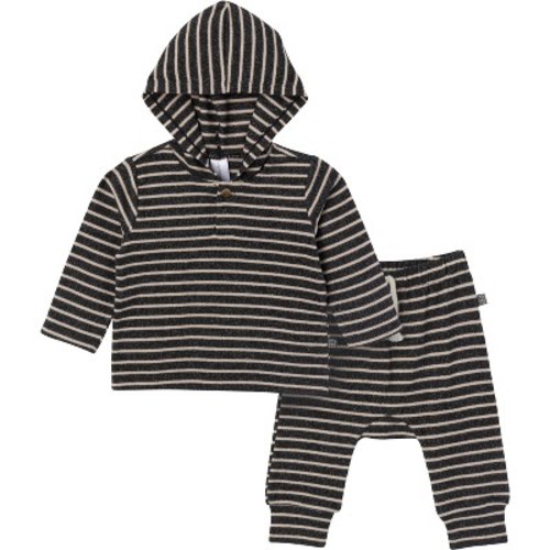 Modern Moments™ by Gerber Baby Boys' 2-Piece Hooded Brushed Hacci Set, Dark Grey Heather, 0-3 Months