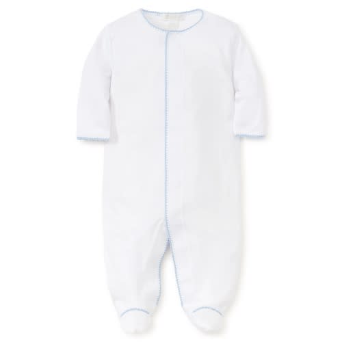 White/Blue New Premier Basics Footie - 0-3 months