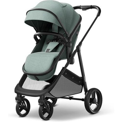 Mompush Wiz 2-in-1 Convertible Baby Stroller with Bassinet Mode - Foldable Infant Stroller to Explore More as a Family - Toddler Stroller with Reversible Stroller Seat