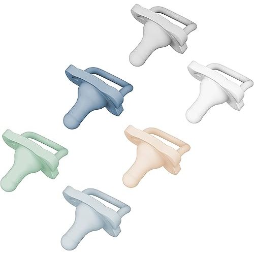 Dr. Brown's HappyPaci 100% Silicone, Newborn Baby Pacifiers 0-6 Months, BPA Free, White, Blue, Light Blue, Cool Gray, Green, and Ecru, 6 Pack