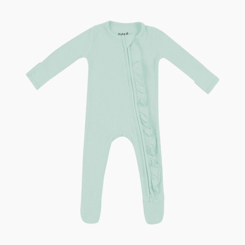 Kyte Baby Ribbed Ruffle Zipper Footie - Sage, Newborn