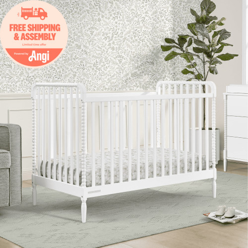 Delta Children Lily 4-in-1 Convertible Crib - Greenguard Gold Certified, Bianca White