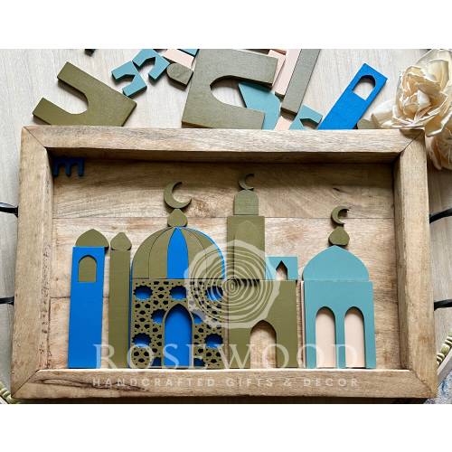 Build-A-Masjid Montessori Toy - Tangram Puzzle - Creative Muslim Kid - Eid Ramadan Islamic Gift TRAY NOT INCLUDED