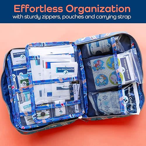 KeepGoing Large Home First Aid Kit for Kids – 270 Pc. for Car, Home, Dorm, & Boat with Latex-Free Bandages – 10 x 7 x 3.5 in. Travel First Aid Kit (Signature)